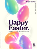 Fototapeta Do akwarium - Easter abstract background with colourful eggs. Vector design layout.