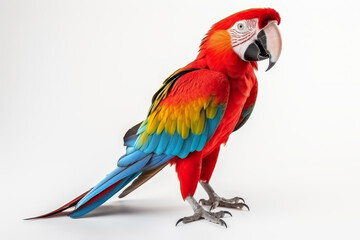 Canvas Print - Colorful macaw parrot isolated on white background.