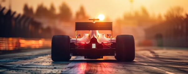 Wall Mural - Rear view of a fast racing car on a track