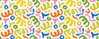 © Anastasiia Hevko - Fun bright colored doodles seamless banner design. Simple childish color scribble wallpaper print.