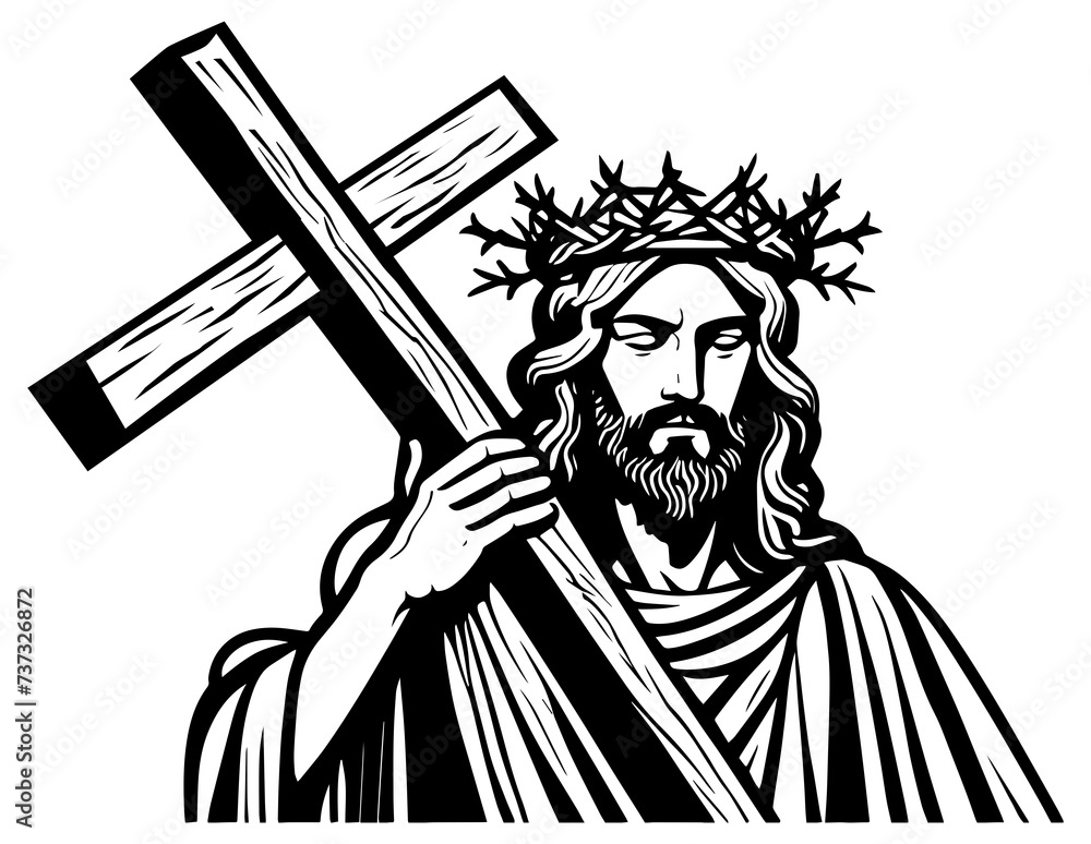 Jesus Christ Carrying the Cross Illustration Stock Illustration | Adobe ...