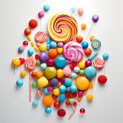 Canvas Print - Playful composition of colorful candies and sweets