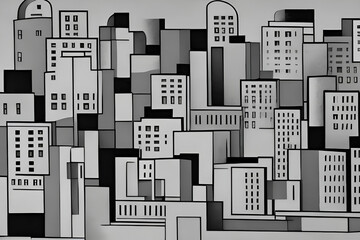 skyline of El Paso,  cityscape of a city, cubism  art