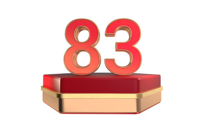 Sticker - Red 3d number 83