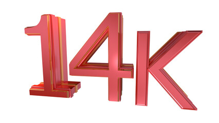 Sticker - Red 3d number 14K