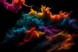 © SANA - diversity of fractal realms, Witness the dynamic spectacle of an explosion of colored powder against a dramatic black background. Each vibrant hue bursts forth in a riot of colors, creating a mesmeriz