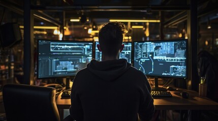 IT professionals work in peace and quiet and develop their programming skills