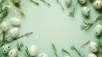 Wall Mural - easter background with eggs  with copy space area 