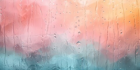 Canvas Print - Soft patter of rain on a vivid soft white pastel glass, blending tranquility with the vibrancy of color.