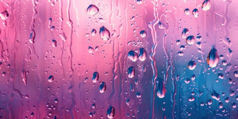 Canvas Print - Soft patter of rain on a vivid soft white pastel glass, blending tranquility with the vibrancy of color.