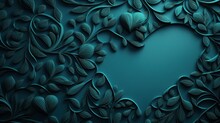 A Blue Background With Leaves And A Heart Shaped Hole In The Middle Of The Center Of The Image Is A Blue Background With Leaves And A Heart Shaped Hole In The Center Of The.