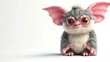 Adorable 3D mogwai creature with cute features and big eyes, standing on a clean white background. Perfect for adding a touch of whimsy and charm to any project.