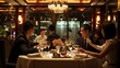 © stocker - A group of professionals engrossed in a sophisticated business dinner at an upscale restaurant. The elegant ambiance, exquisite cuisine, and lively conversation create a captivating scene of