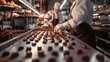 close up of a person working in a workshop making chocolate 