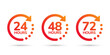 © Hunter Leader - 24, 48, and 72 hours order execution or delivery service icons. Vector illustration