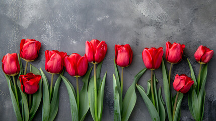 Wall Mural - red tulips in the garden