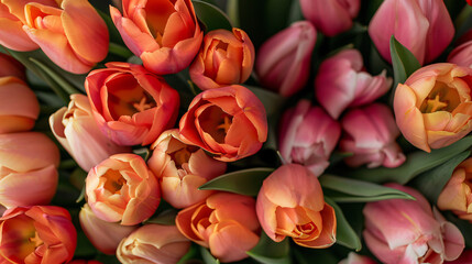 Wall Mural - bouquet of pink tulips