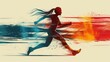 flat logo of Vector running woman illustration vector