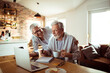 canvas print picture - Senior couple using laptop at home
