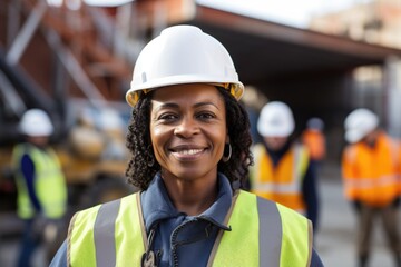 Wall Mural - Portrait of a middle aged female engineer at construction site