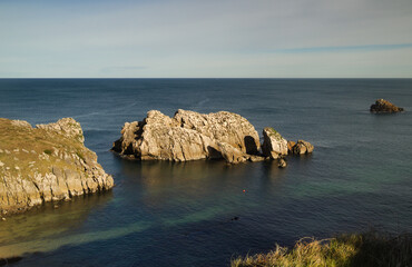 Wall Mural - Coastal part of Cantabria in the north of Spain, Costa Quebrada, ie the Broken Coast, area around Playa de Somocuevas beach
