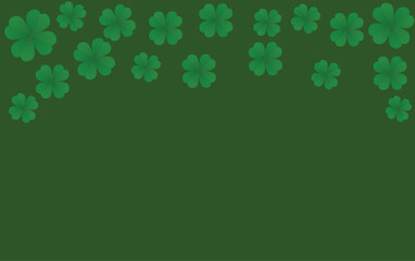 four-leaf clovers on green background, pattern of clovers, Saint Patrick