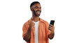 © Khushboo Sumeet/peopleimages.com - Happy man, phone and fist pump with good news in celebration for winning or success on a transparent PNG background. Excited male person with smile on mobile smartphone for amazing deal or promotion