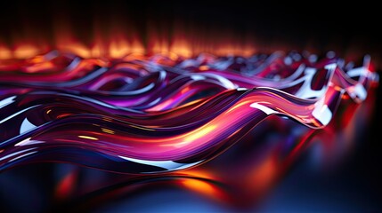 Aufkleber - 3D wavy abstract technological background dynamic curves