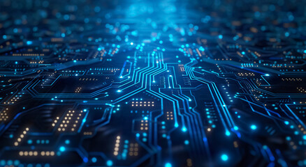 circuit electronic board with microchip, hardware and technology background concept, computer motherboard macro