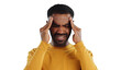 © Khushboo Sumeet/peopleimages.com - Stress, headache and man with vertigo, pain or tension on isolated, transparent or png background. Brain fog, crisis or male person with temple massage for migraine, anxiety or overthinking disaster