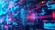 digital technology and computer science abstract background, internet and program coding colorful concept wallpaper