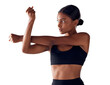 © Suresh/peopleimages.com - Fitness, health and woman stretching arms for exercise, wellness and body training. Performance, workout and muscle warm up with girl athlete with commitment isolated on transparent png background.