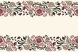Vintage Rose Floral background border  pattern seamless vintage embroidery red flower motifs. Ethnic Ikat pattern Europe baroque design. Bohemian orange colour vector illustration design .