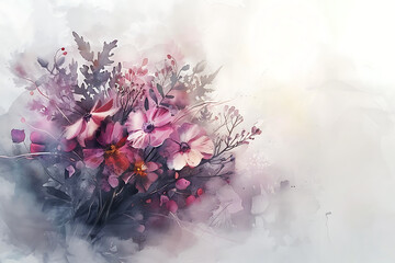 Wall Mural - watercolor painting of a bouquet of flowers in the st