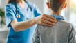 Pediatric patient's spine examined by orthopedist in healthcare room