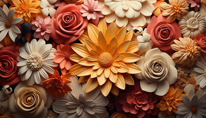 Wall Mural - Nature beauty in a bouquet of colorful flowers generated by AI