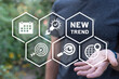 © wladimir1804 - Man using virtual interface sees inscription: NEW TREND. New trend modern abstract business concept. 2024 with business, planning for goal and success concept.