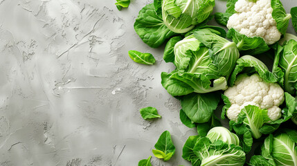 Wall Mural - Pile of  Cauliflower on grey Table with copy space 