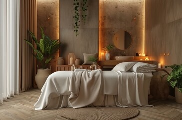 Wall Mural - a beautiful bed set up in a spa treatment room