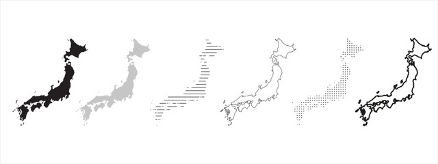 Sticker - japan map black. japan map silhouette isolated on transparent background.