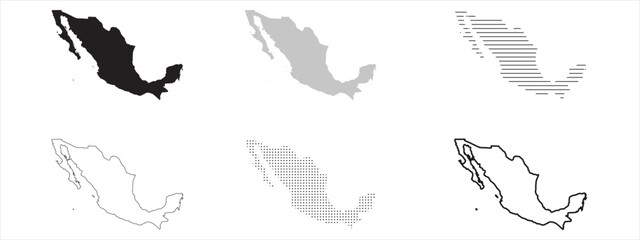 Sticker - Mexico Map Black. Mexico map silhouette isolated on transparent background.