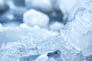 Poster - Broken ice fragments, close up photo