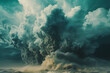 Dramatic storm clouds formation over desert landscape, excellent for atmospheric sciences education or as a powerful nature background in creative projects