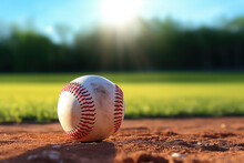 Sunlit Baseball On The Pitcher's Mound