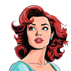 Sticker - Pop art pinup girl. Retro color style. comic, glamour, gorgeous abstract colorful lady. wow expression pop art woman, transparent png