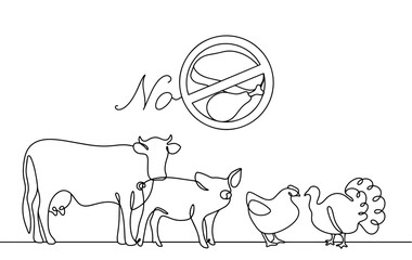 Wall Mural - Meat. No. Pork. Beef. Poultry meat. Animals