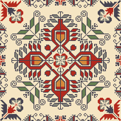 Wall Mural - Traditional Bulgarian embroidery vector pattern