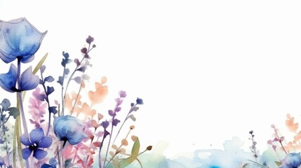 Wedding flower decorations with free space for text. Watercolor style. Generative AI