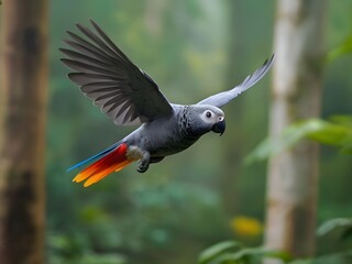 Wall Mural - Beautiful bird in nature,  blurry background, bird in a tropical garden