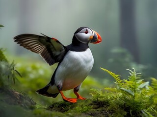 Wall Mural - Beautiful bird in nature, blurry background, bird in a tropical garden